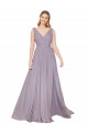 Soft Chiffon High Neck V-Back A-Line Dusty Rose Formal Evening Gown / Prom Dress / Bridesmaid Dress Derby