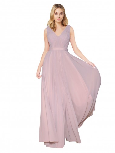 Soft Chiffon High Neck V-Back A-Line Primrose Formal Evening Gown / Prom Dress / Bridesmaid Dress Derby