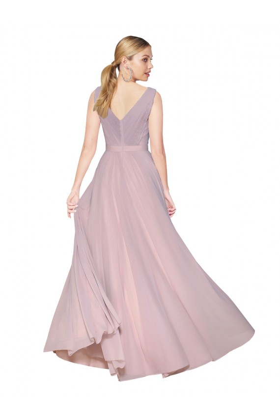 Soft Chiffon High Neck V-Back A-Line Primrose Formal Evening Gown / Prom Dress / Bridesmaid Dress Derby
