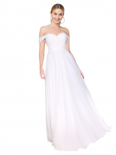 Soft Chiffon High Neck A-Line White Formal Evening Gown / Prom Dress / Bridesmaid Dress Derby