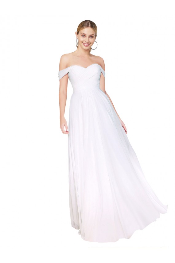 Soft Chiffon High Neck A-Line White Formal Evening Gown / Prom Dress / Bridesmaid Dress Derby