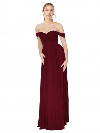 Soft Chiffon High Neck Mermaid Burgundy Formal Dress / Bridesmaid Dress Derby