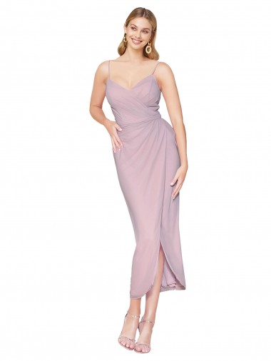 Soft Chiffon High Neck Knee Length Mermaid Primrose High Low Evening Gown / Prom Dress / Bridesmaid Dress Derby