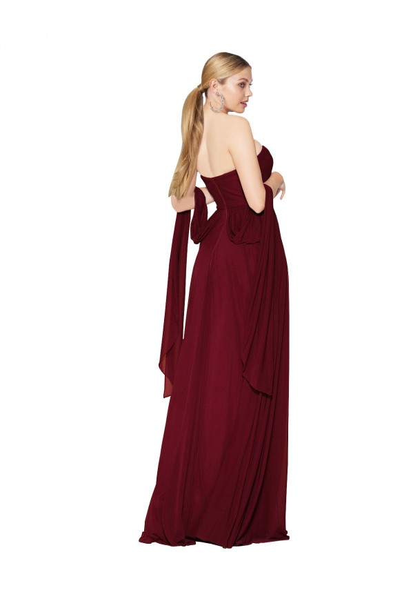 Soft Chiffon Strapless A-Line Burgundy Formal Evening Gown / Prom Dress / Bridesmaid Dress Derby