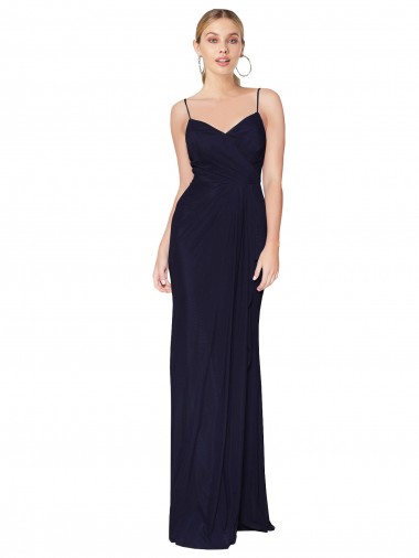 Soft Chiffon High Neck V-Back Mermaid Dark Navy Bridesmaid Dress / Formal Dress Derby