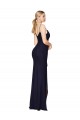 Soft Chiffon High Neck V-Back Mermaid Dark Navy Bridesmaid Dress / Formal Dress Derby