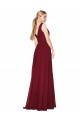 Soft Chiffon High Neck V-Back A-Line Burgundy Formal Dress / Bridesmaid Dress Derby