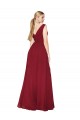 Soft Chiffon High Neck V-Back A-Line Burgundy Black Tie Evening Gown / Prom Dress / Bridesmaid Dress Derby