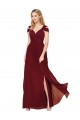 Soft Chiffon High Neck A-Line Burgundy Formal Evening Gown / Prom Dress / Bridesmaid Dress Derby