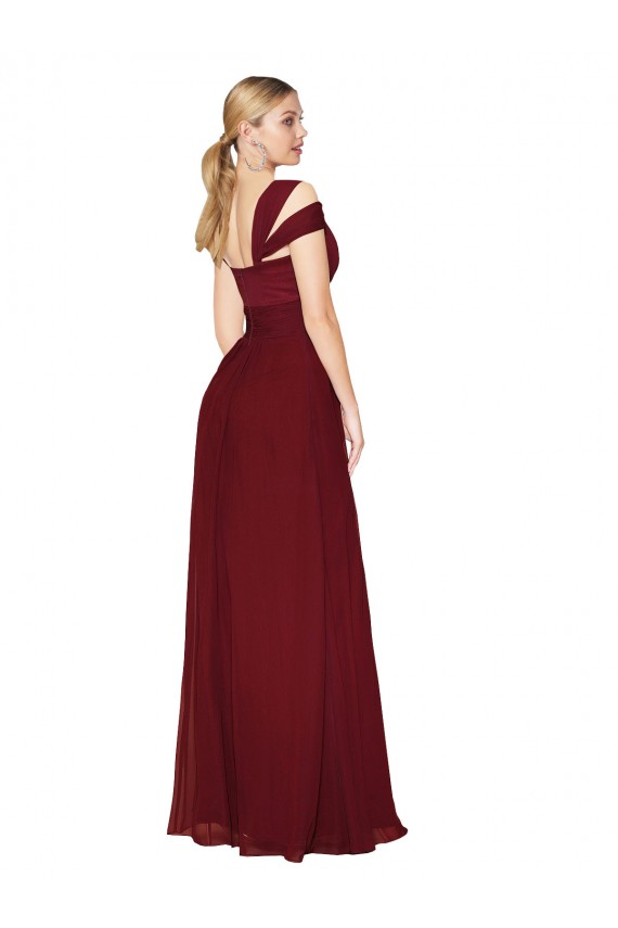 Soft Chiffon High Neck A-Line Burgundy Formal Evening Gown / Prom Dress / Bridesmaid Dress Derby