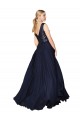 Soft Chiffon & Sequin High Neck V-Back A-Line Dark Navy Semi Formal Evening Gown / Prom Dress / Bridesmaid Dress Derby