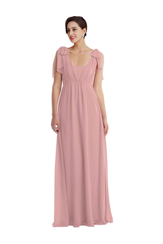 Soft Chiffon Halter Neck A-Line Dusty Pink Semi Formal Evening Dress / Bridesmaid Dress Derby