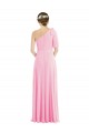Soft Chiffon One Shoulder Trumpet Barely Pink Semi Formal Evening Dress / Bridesmaid Dress Derby