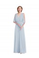 Soft Chiffon V-Neck A-Line Sea Glass Evening Gown / Bridesmaid Dress Derby