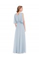 Soft Chiffon V-Neck A-Line Sea Glass Evening Gown / Bridesmaid Dress Derby