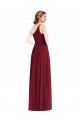 Soft Chiffon One Shoulder A-Line Burgundy Semi Formal Evening Dress / Bridesmaid Dress Derby