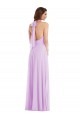 Soft Chiffon Halter Neck Low Back A-Line Lilac Semi Formal Evening Dress / Bridesmaid Dress Derby