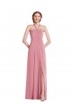 Soft Chiffon Halter Neck Open Back A-Line Skin Pink Semi Formal Evening Dress / Bridesmaid Dress Derby