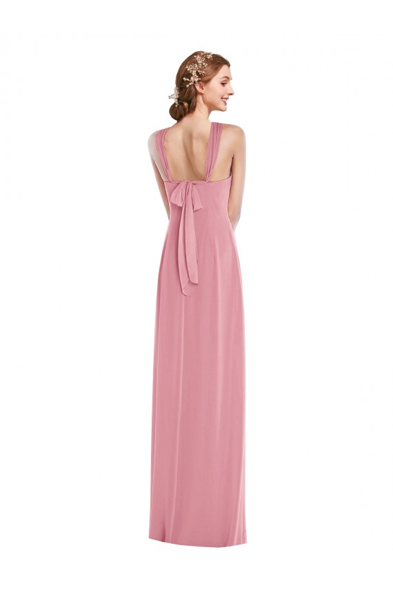 Soft Chiffon Halter Neck Open Back A-Line Skin Pink Semi Formal Evening Dress / Bridesmaid Dress Derby