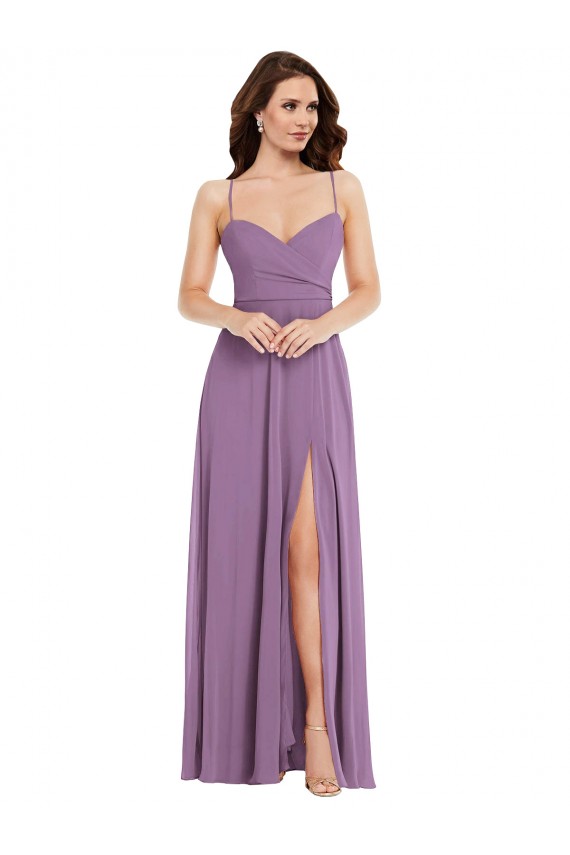 Soft Chiffon Sweetheart Low Back A-Line Dark Lavender Bridesmaid Dress / Formal Dress Derby