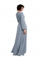 Soft Chiffon V-Neck A-Line Dusty Blue Bridesmaid Dress / Formal Dress Derby