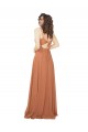 Soft Chiffon V-Neck Keyhole Back A-Line Rosewood Bridesmaid Dress Derby
