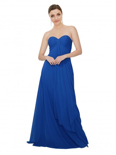 Chiffon Strapless Keyhole Back A-Line Royal Blue Bridesmaid Dress / Evening Dress Derby