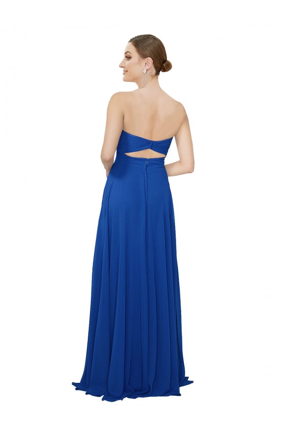 Chiffon Strapless Keyhole Back A-Line Royal Blue Bridesmaid Dress / Evening Dress Derby