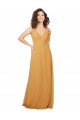 Soft Chiffon V-Neck Keyhole Back A-Line Saffron Bridesmaid Dress Derby
