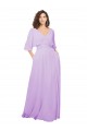 Lxue Chiffon V-Neck Low Back A-Line Lilac Bridesmaid Dress Derby