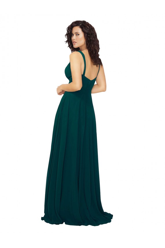 Soft Chiffon Sweetheart Low Back A-Line Hunter Bridesmaid Dress Derby