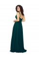 Soft Chiffon Sweetheart Low Back A-Line Hunter Bridesmaid Dress Derby