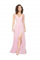 Soft Chiffon V-Neck V-Back A-Line Barely Pink Bridesmaid Dress Derby
