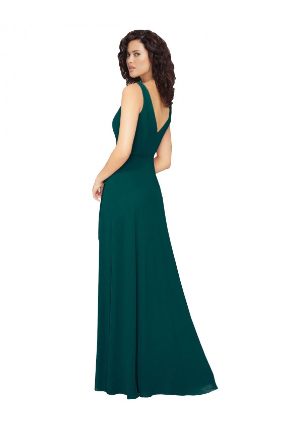 Chiffon V-Neck V-Back A-Line Hunter Evening Gowns / Bridesmaid Dresses Derby
