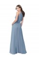 Chiffon High Neck A-Line Dusty Blue Bridesmaid Formal Dress Derby