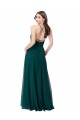 Chiffon V-Neck Open Back A-Line Hunter Green Wedding Party Dress Derby