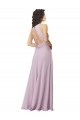 Soft Chiffon High Neck Keyhole Back A-Line Pink Glow Bridesmaid Dress Derby