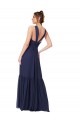 Chiffon V-Neck V-Back A-Line Dark Navy Evening Gowns / Bridesmaid Dress Derby