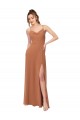 Soft Chiffon Cowl Neck Low Back A-Line Rosewood Bridesmaid Dress Derby