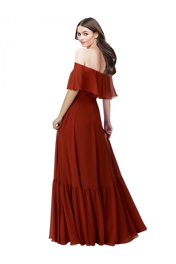 Soft Chiffon Off the Shoulder A-Line Red Bridesmaid Dress Derby