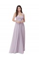 Soft Chiffon V-Neck Low Back A-Line Pink Glow Bridesmaid Dress Derby
