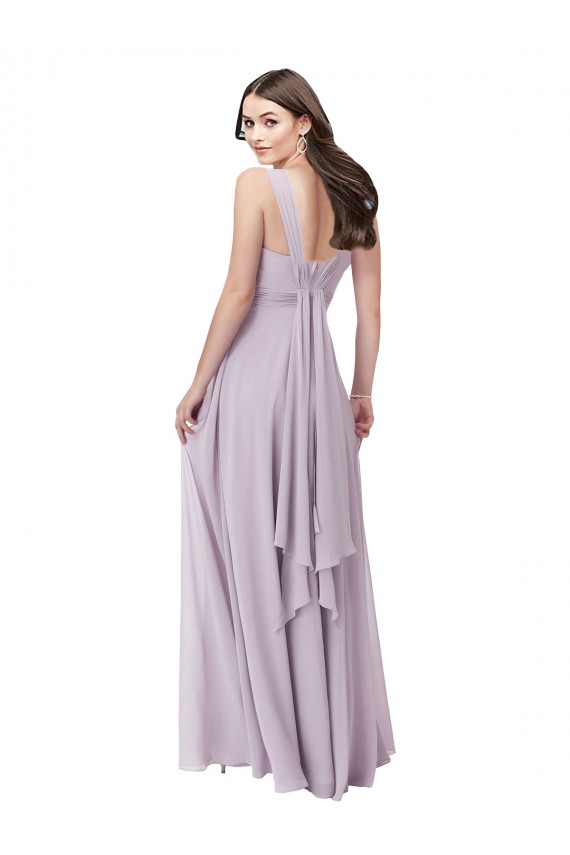 Soft Chiffon V-Neck Low Back A-Line Pink Glow Bridesmaid Dress Derby