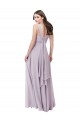Soft Chiffon V-Neck Low Back A-Line Pink Glow Bridesmaid Dress Derby