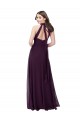 Soft Chiffon High Neck Keyhole Back A-Line Grape Bridesmaid Dress Derby