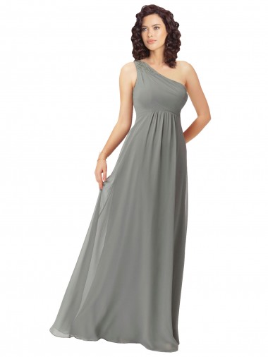 Soft Chiffon One Shoulder A-Line Wisteria Bridesmaid Dress Derby