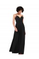 Soft Chiffon V-Neck Open Back Column Black Formal Evening Gown / Bridesmaid Dress Derby