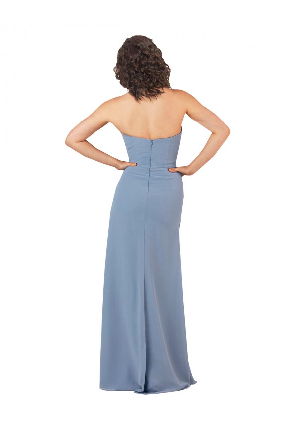 Soft Chiffon Strapless Sheath Burgundy Bridesmaid Dress Derby