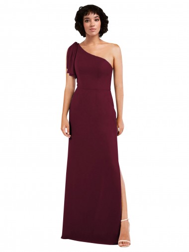 Soft Chiffon One Shoulder A-Line Burgundy Formal Evening Gown / Bridesmaid Dress Derby
