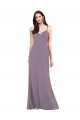 Soft Chiffon Sweetheart Open Back Column Dark Lavender Formal Evening Gown / Bridesmaid Dress Derby