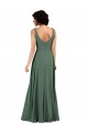 Soft Chiffon V-Neck Low Back Column Sea Glass Bridesmaid Dress Derby